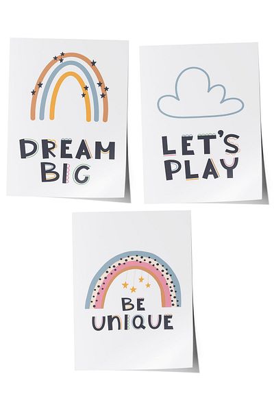 Postifull Baby Room Painting Set of 3, Baby Room Wall Decor, Kids Room Decor, Frameless Poster
