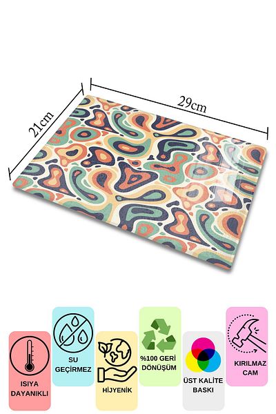 Postifull Vintage Glass Cutting Board, Thick And Unbreakable Glass, Chopping Board, Kitchen Presentation Board - 21*30cm