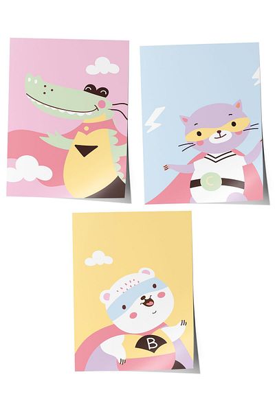 Postifull Baby Room Painting Set of 3, Baby Room Wall Decor, Kids Room Decor, Frameless Poster