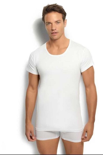 tubgen Jiber Men's White Cotton Crew Neck Undershirt Set of 3 - 103