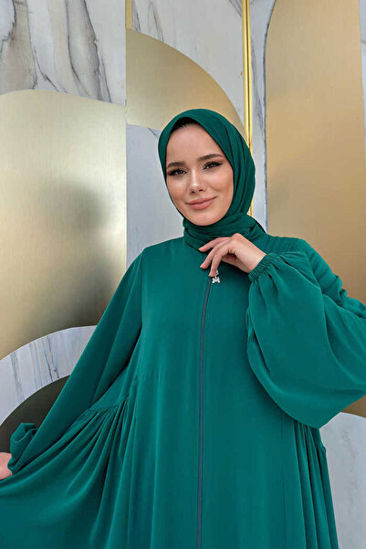 Bym Fashion Οβάλ μανίκια με μανίκια ελαστικά με φερμουάρ πλήρους μεγέθους Ferace 6005 Emerald