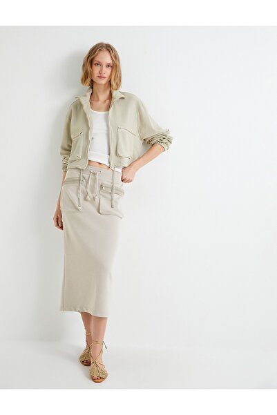 Koton Stand Collar Zippered Bomber Jacket