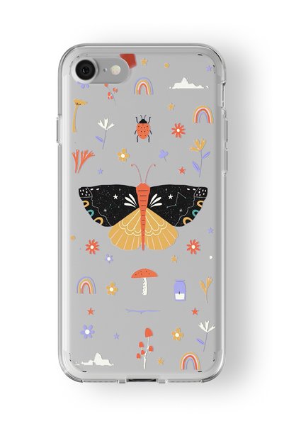 Multitronic حافظة شفافة مطبوعة بتصميم فراشة ملونة متوافقة مع هاتف iPhone 6 و6s