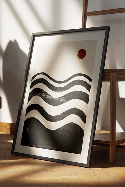 Postifull Decor de perete Boho alb-negru, poster fără încadrare, pictură murală fără încadrare - hârtie de artă