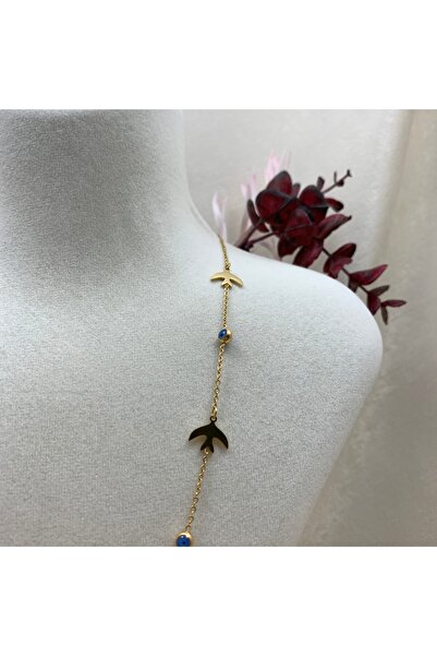 Piaro Collection Kuş Figürlü Nazar Boncuklu Çelik Kolye