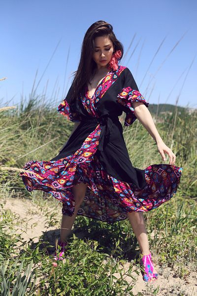 Su Koleksiyon CAMİLLA BOHO STYLE CLOTH & VUAL DRESS-Black