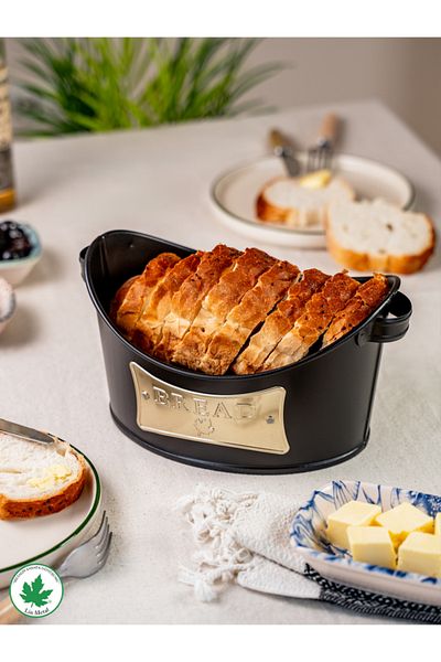 linmetal Boat Bread Rack with Metal Handles, Gondola Bread Rack, Bread Basket, Presentation Rack (Bread Plate)