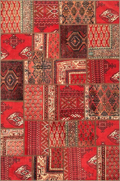 Rugs Modern Halı Red Themed Traditional Motif Patchwork Patterned Vintage Dec...