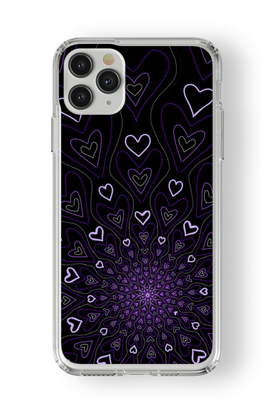Multitronic غلاف شفاف مطبوع عليه تصميم الحب الأرجواني متوافق مع iPhone 11 Pro