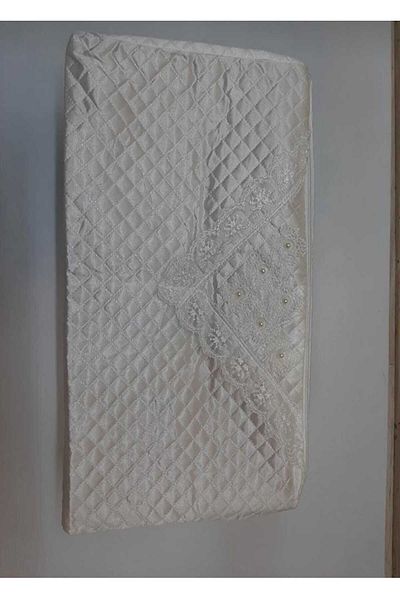 AYHOME Λευκό μαργαριτάρι σατέν μαξιλάρι - με καπιτονέ χαρτζιλίκι, δέσμη προίκας 60x40x40 μεσαίου μεγέθους