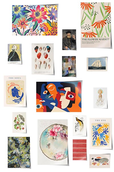 Postifull Vintage Σετ αφίσας τοίχου - 17 τμχ Vintage αφίσα - Ζωγραφική τοίχου...