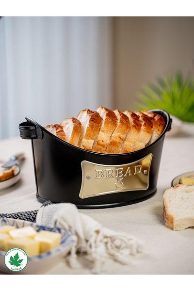 linmetal Boat Bread Rack with Metal Handles, Gondola Bread Rack, Bread Basket, Presentation Rack (Bread Plate)