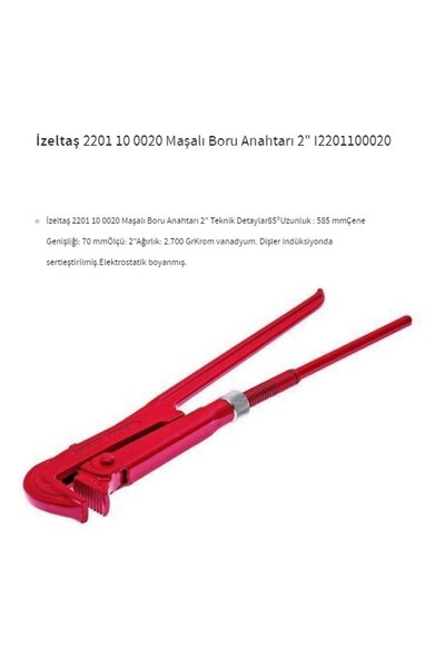 İzeltaş 2201 10 0010 1’’ Maşalı Boru Anahtarı IZ2201100010