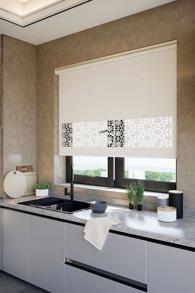 Perdea White Laser Cut Mat Roller Blinds - Plz- 101001