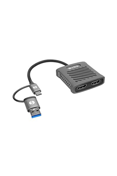 S-LINK SWV-USBC034 Gri Metal Type-C to 2*HDMI 4K 60Hz macOS, Windows, ChromeO...