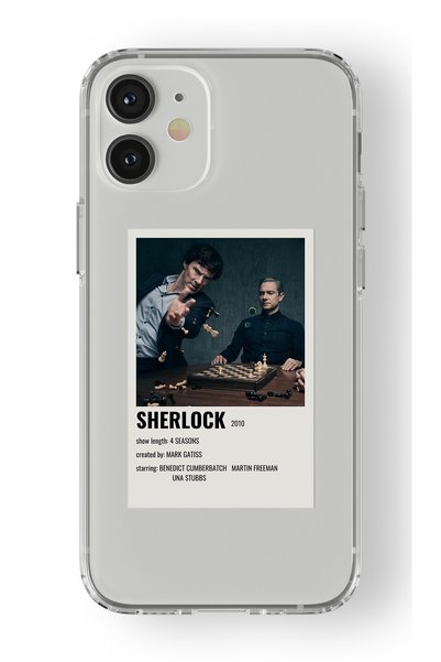 Multitronic حافظة شفافة مطبوعة بتصميم ملصق شيرلوك متوافقة مع هاتف iPhone 12 Mini