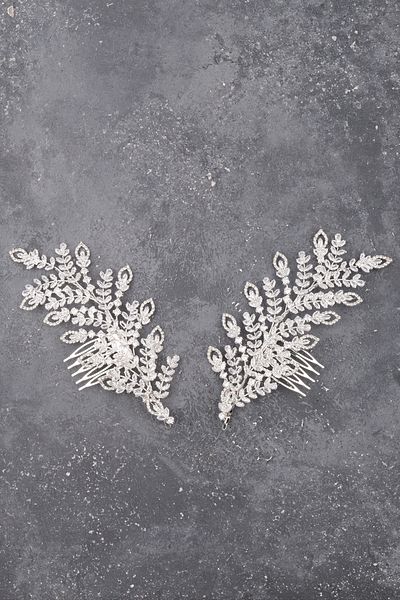 Hayalperest boncuk Zircon Stone Bridal Hair Clip Double Set Side Accessory