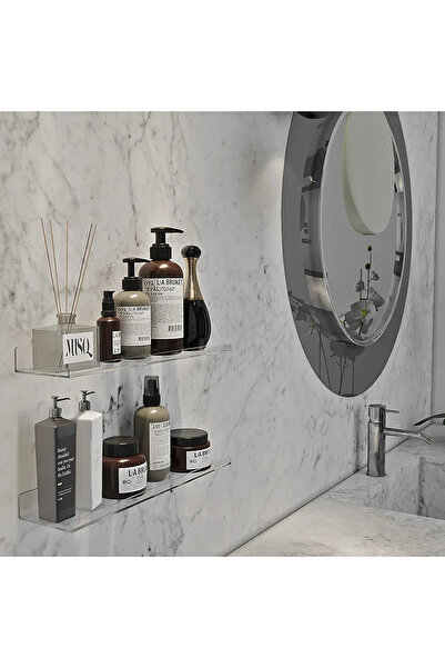 practical house Banyo Düzenleyici Pleksi Raf 30 cm x 10 cm ( 4 ADET )
