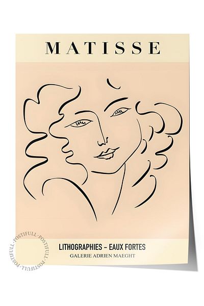 Postifull Αφίσα Παστέλ Σχεδίου Henri Matisse - Χωρίς πλαίσιο, Αφίσα Εικονογράφησης Duar, Εκτύπωση HD, Παχύ