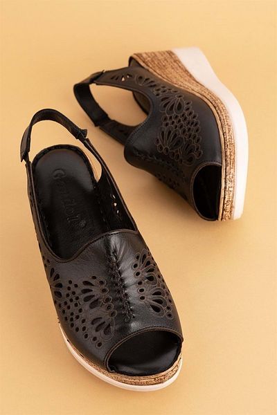 Gondol Genuine Leather Wedge Heeled Soft Sole Comfortable Sandals Irm.77