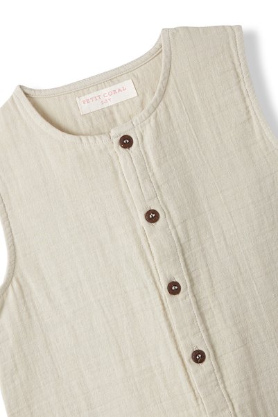 Petit Coral Unisex Çocuk Müslin Kolsuz Romper