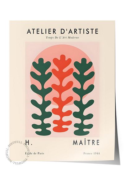 Postifull Αφίσα Παστέλ Σχεδίου Henri Matisse - Χωρίς πλαίσιο, Αφίσα Εικονογράφησης Duar, Εκτύπωση HD, Παχύ