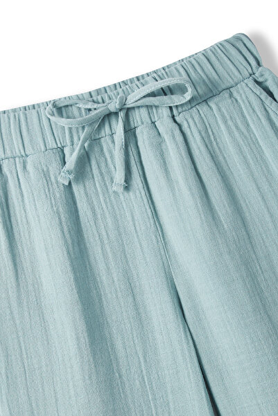 Petit Coral Turkuaz Unisex Çocuk Müslin Pantolon Beden: 9-12 Ay