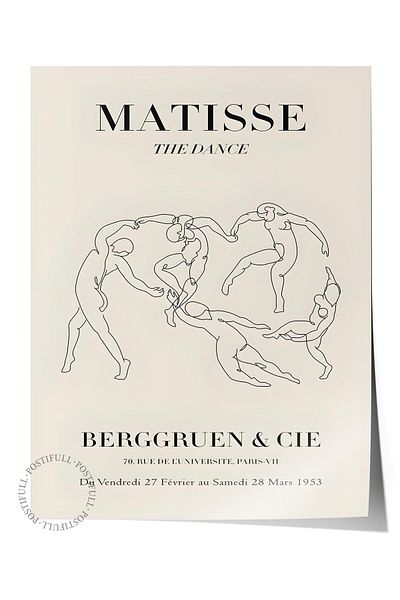 Postifull Αφίσα Παστέλ Σχεδίου Henri Matisse - Χωρίς πλαίσιο, Αφίσα Εικονογράφησης Duar, Εκτύπωση HD, Παχύ