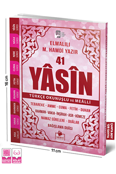 Merve Yayınları 41 Yasin Çanta Boy Türkçe Okunuşlu Ve Mealli Pembe Kapak