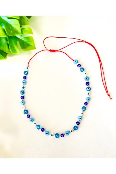 Atelier Çağla Glass Evil Eye Beaded Cube Necklace