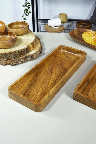 VonaHome Acacia Rectangular Snack Bowl / Presentation Plate / 36x13x4 cm
