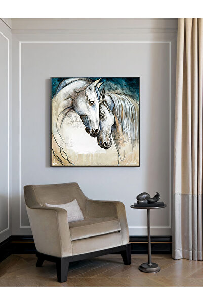 Z Concept Yağlı Boya Dokulu At Tablo