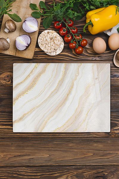 Postifull Glass Cutting Board, Chopping Board, Aesthetic Marble Pattern, Thick and Tempered Unbreakable Glass, 21*30cm