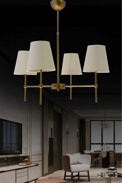 BSA LIGHTING ثريا هينا الحديثة المطلية العتيقة المكونة من 4 قطع (مع عاكس الضوء الكريمي المخروطي)