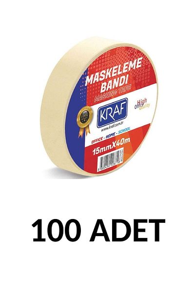 MTKardeşler 100 Pieces Masking Tape 15 Mm X 40 Meters Paper Tape