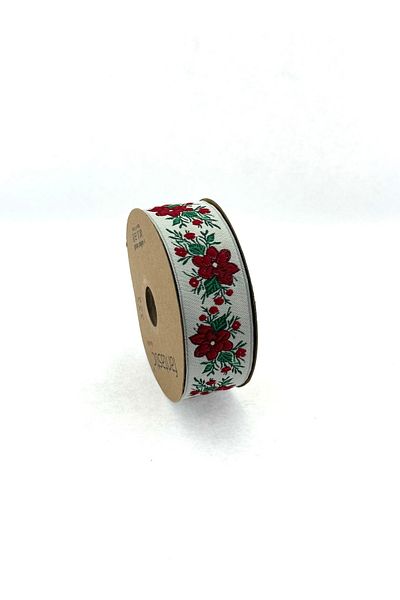 FANTASTIC KURDELE Panglică de țesut cu model de flori cu lățime de 3,5 cm și lungime de 10 m