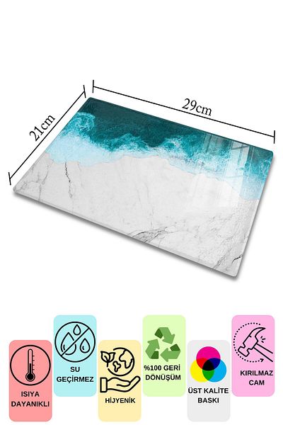 Postifull Glass Cutting Board, Chopping Board, Aesthetic Marble Pattern, Thick and Tempered Unbreakable Glass, 21*30cm