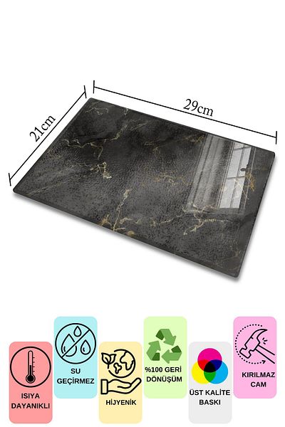 Postifull Glass Cutting Board, Chopping Board, Aesthetic Marble Pattern, Thick and Tempered Unbreakable Glass, 21*30cm