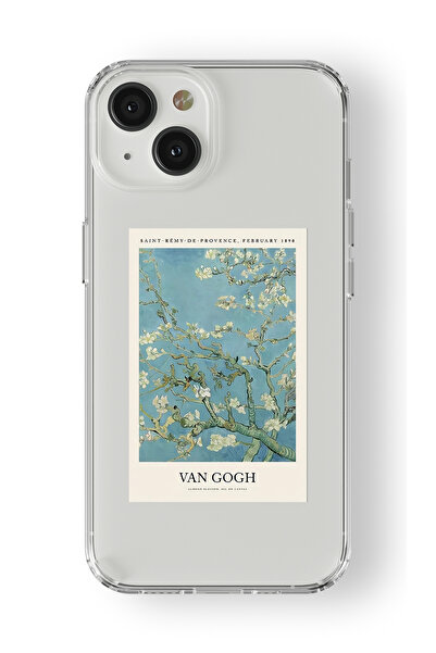 Multitronic حافظة شفافة مطبوعة بتصميم زهر اللوز متوافقة مع هاتف iPhone 13