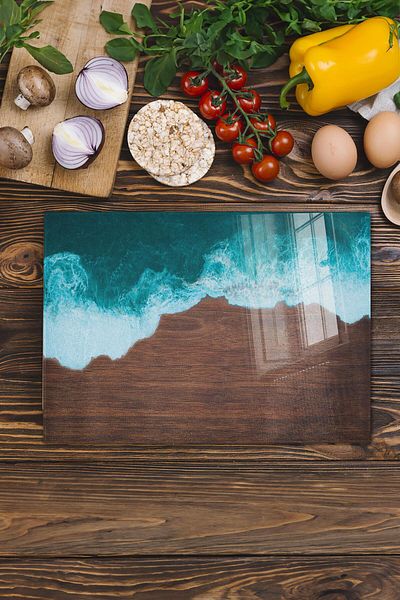 Postifull Glass Cutting Board, Chopping Board, Natural Wood Pattern, Thick and Tempered Unbreakable Glass, 21*30cm