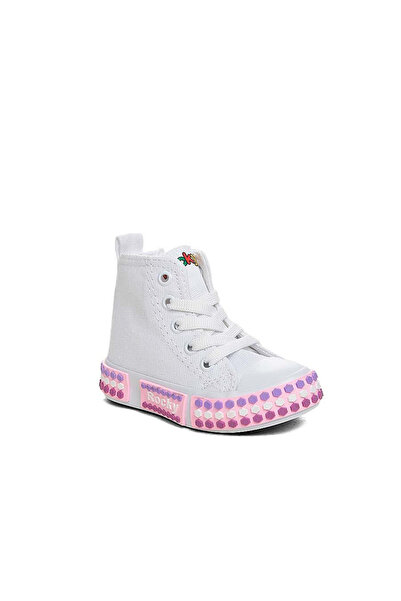 iskarpino Colorful Sole Children's White High Top Linen Shoes