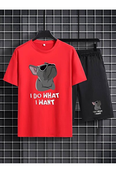 GALASHOP طقم من قطعتين مطبوع عليه I DO WHAT I WANT Pug Dog