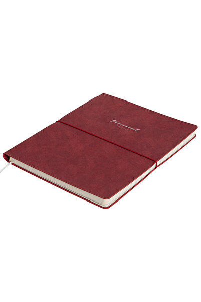 Victoria's Journals Kuka Piele Vegană Copertă Flexibilă Planificator Elastic Blocnotes cu dungi 19x25 Cm Roșu