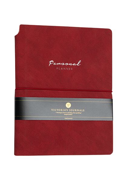 Victoria's Journals Kuka Piele Vegană Copertă Flexibilă Planificator Elastic Blocnotes cu dungi 19x25 Cm Roșu