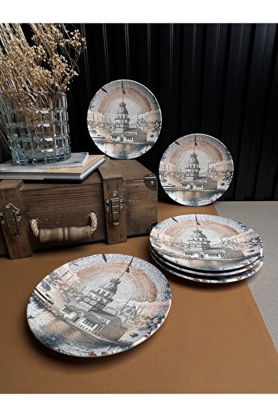 tabakevi Maiden Chic Porcelain Cake Plate - 21cm, 6 People, 6 Pieces, Plate House