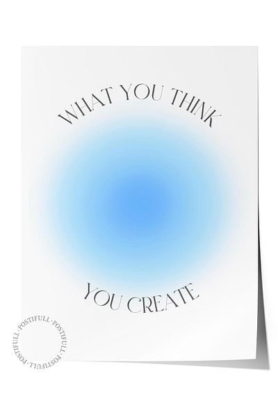 Postifull Aura Series NO:19 - Έγχρωμη αφίσα χωρίς πλαίσιο, "Τι σκέφτεστε, δημιουργείτε" με αριθμό αγγέλου