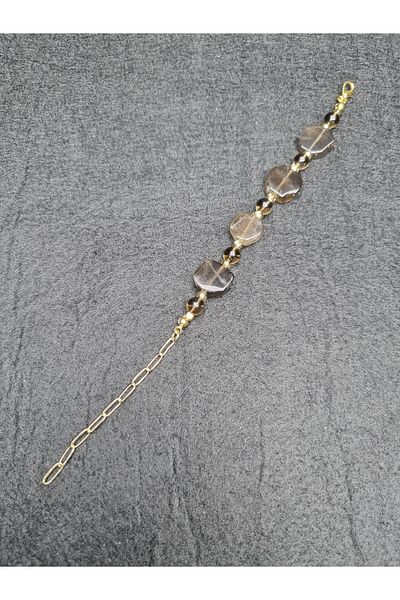 Yüksel Boncuk Smoky Quartz Stone Women's Natural Stone Bracelet