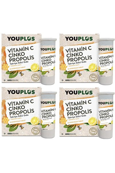 Youplus Vitamin C Çinko Propolis 20 Efervesan Tablet 4 Adet