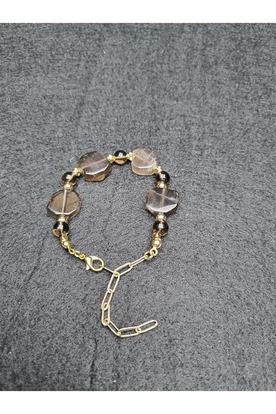 Yüksel Boncuk Smoky Quartz Stone Women's Natural Stone Bracelet
