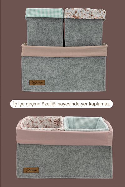 mordesign 3-Piece Drawer and Cabinet Laundry Organizer Set - Foldable Storage Box for Kids Room